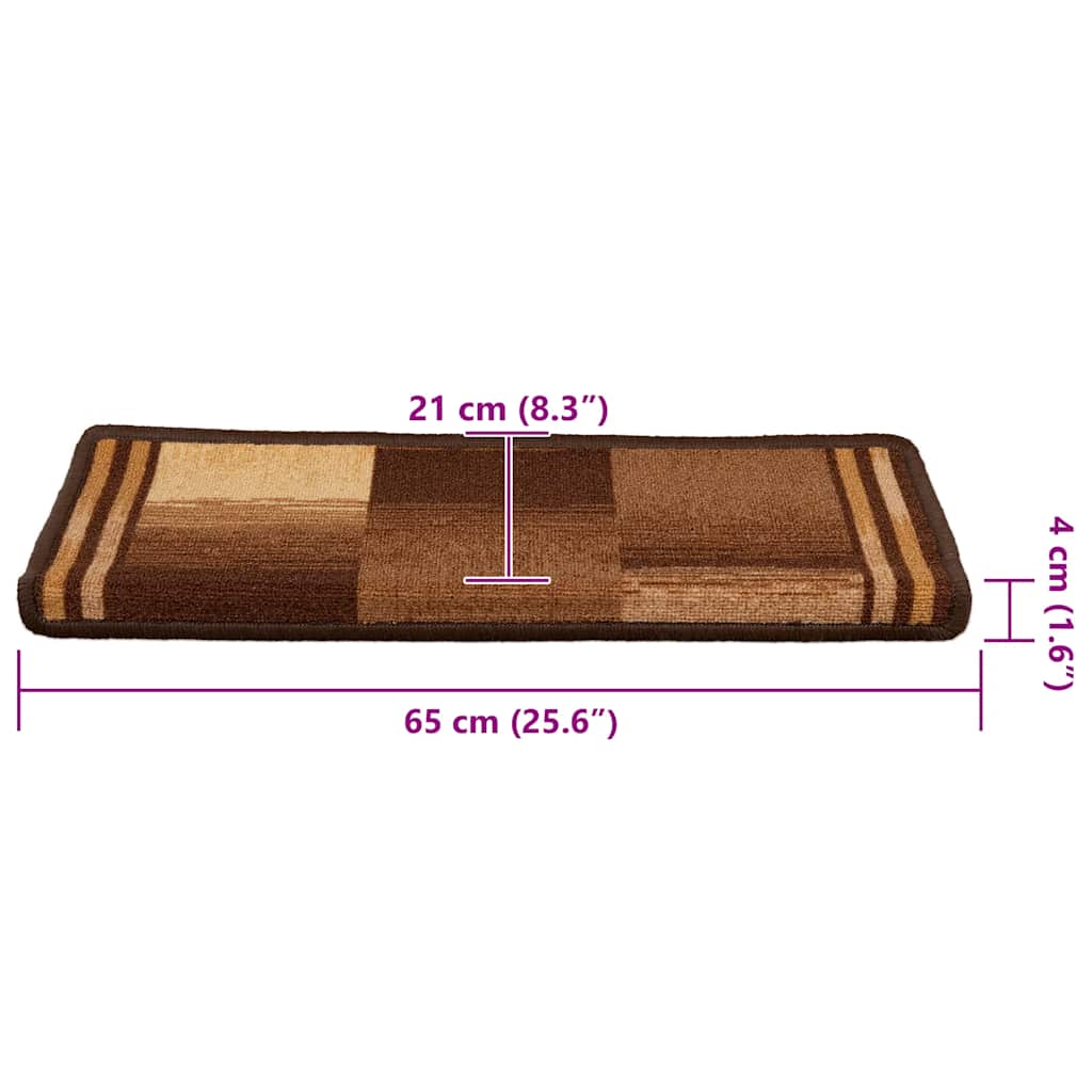 vidaXL Πατάκια Σκάλας Αυτοκόλλητα 10 τεμ. Καφέ 65x21x4 εκ.