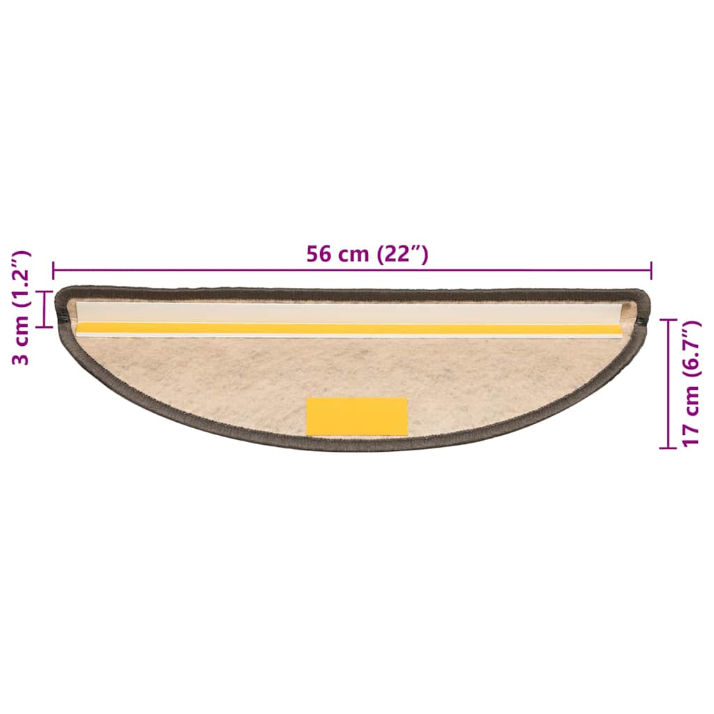vidaXL Πατάκια Σκάλας Αυτοκόλ. 15 τεμ. Όψη Σιζάλ Γκρι/Μπεζ 56x17x3 εκ.