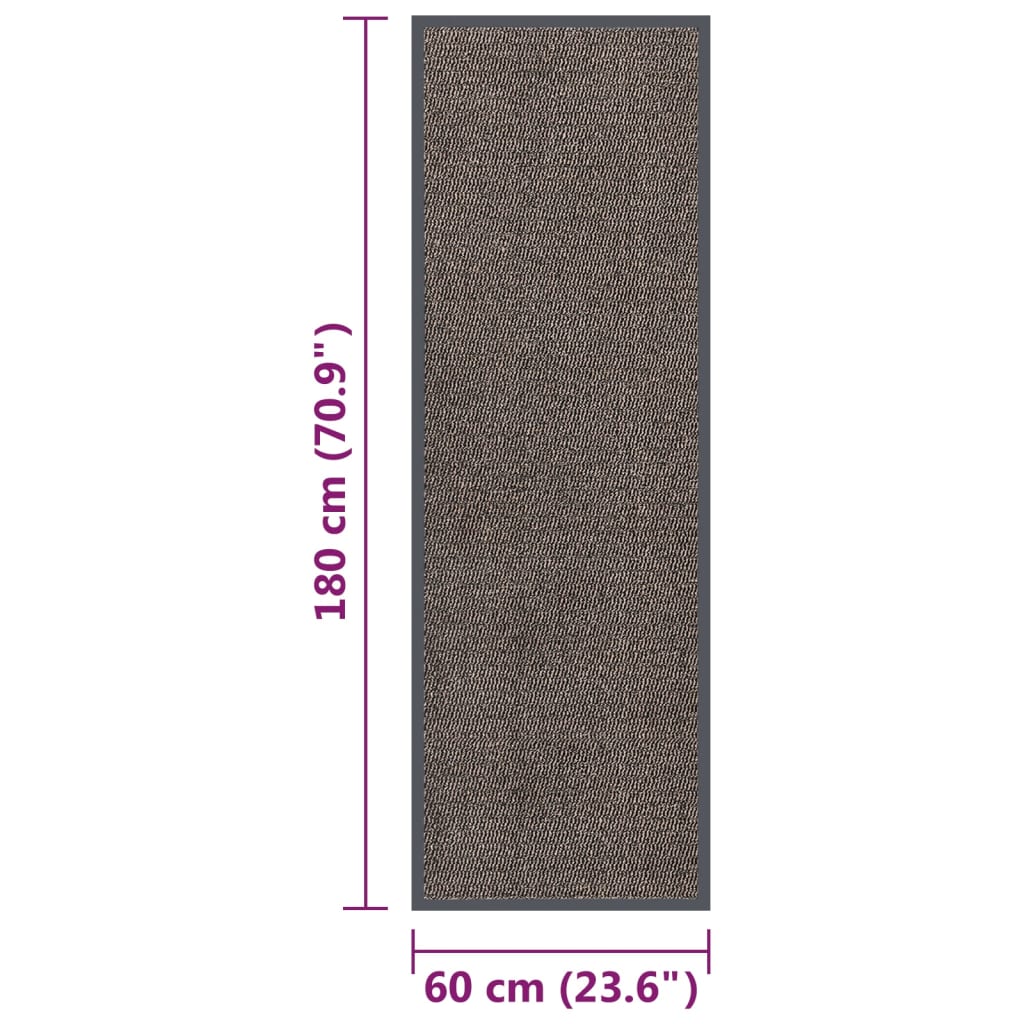 vidaXL Πατάκι Εισόδου Θυσανωτό Σκούρο Καφέ 60 x 180 εκ.