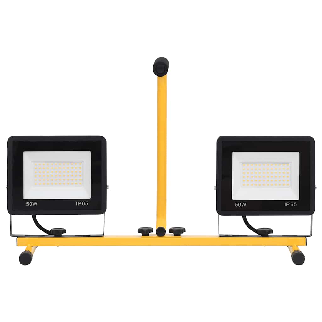 vidaXL Προβολέας LED με Λαβή Θερμό Λευκό 2 x 50 W