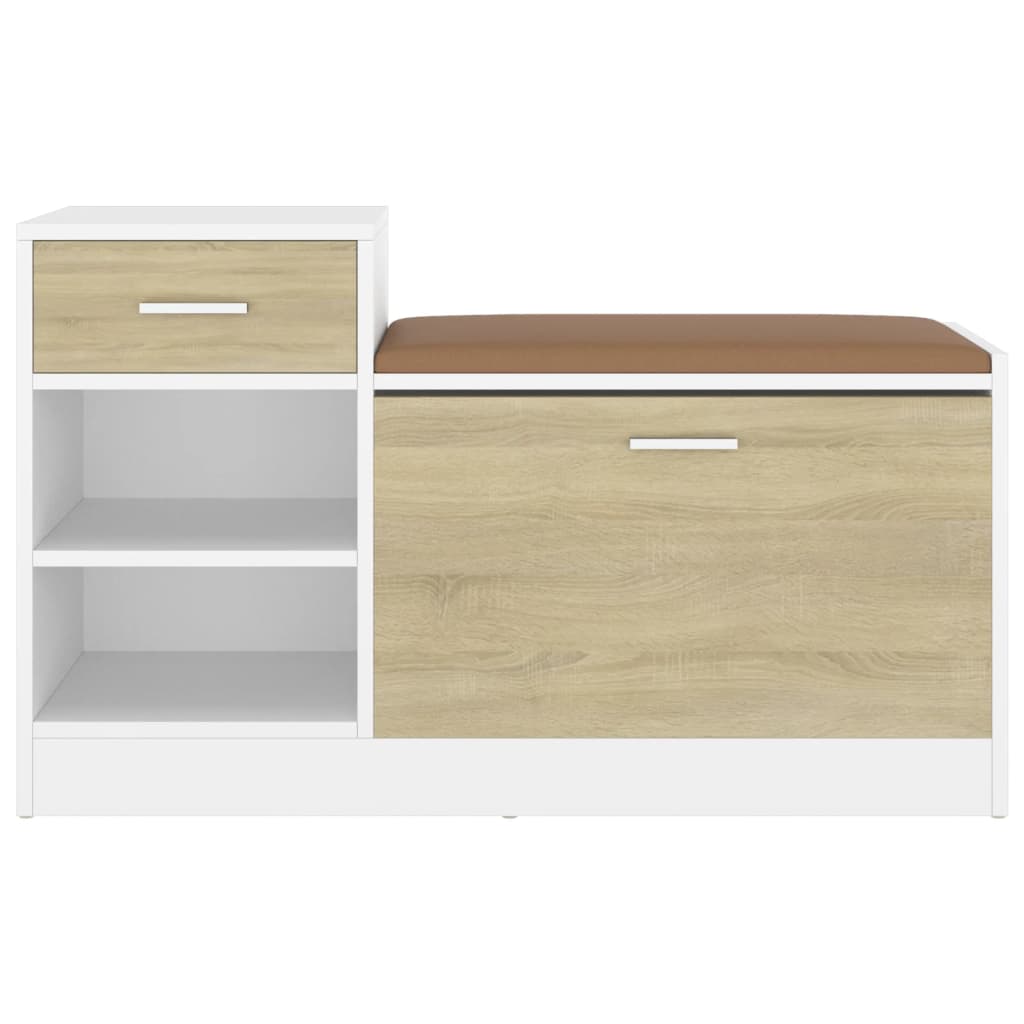 vidaXL Παπουτσοθήκη Λευκή/Sonoma Δρυς 94,5 x 31 x 57 εκ. Επεξ. Ξύλο