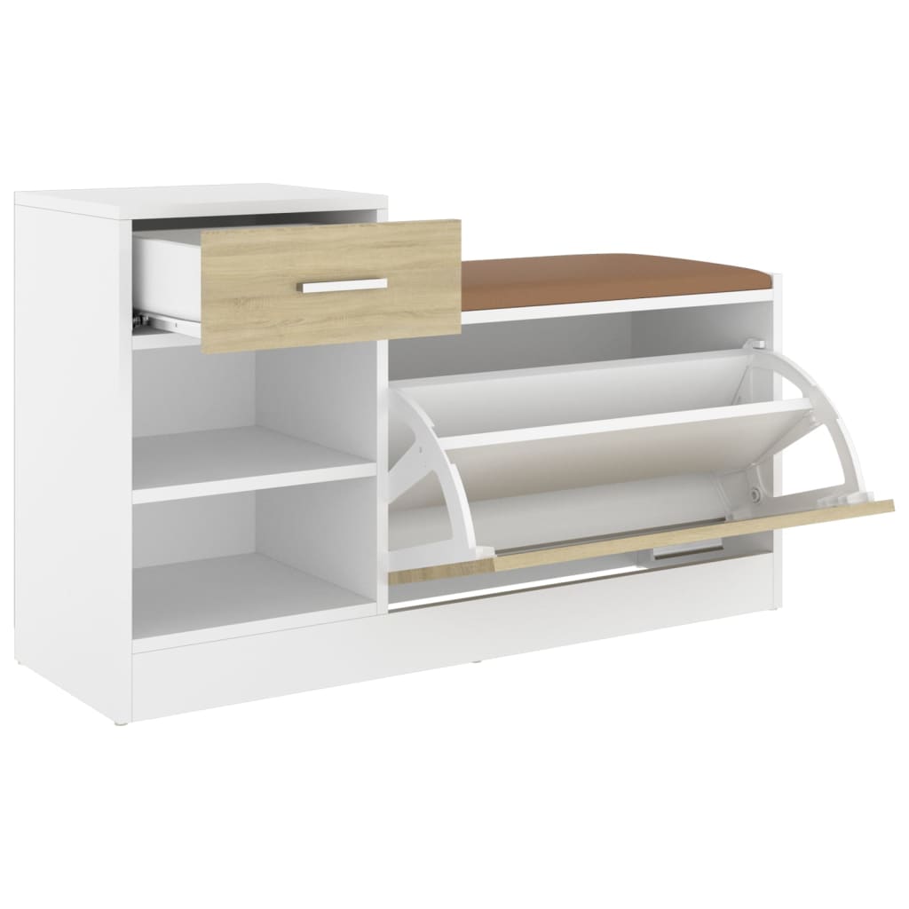 vidaXL Παπουτσοθήκη Λευκή/Sonoma Δρυς 94,5 x 31 x 57 εκ. Επεξ. Ξύλο