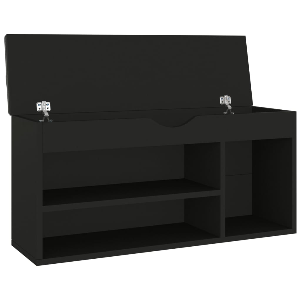 vidaXL Παπουτσοθήκη Μαύρη 104 x 30 x 49 εκ. Επεξ. Ξύλο με Μαξιλάρι