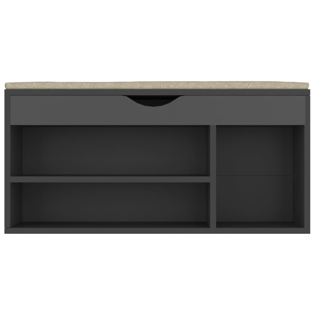 vidaXL Παπουτσοθήκη Γκρι 104 x 30 x 49 εκ. Επεξ. Ξύλο με Μαξιλάρι