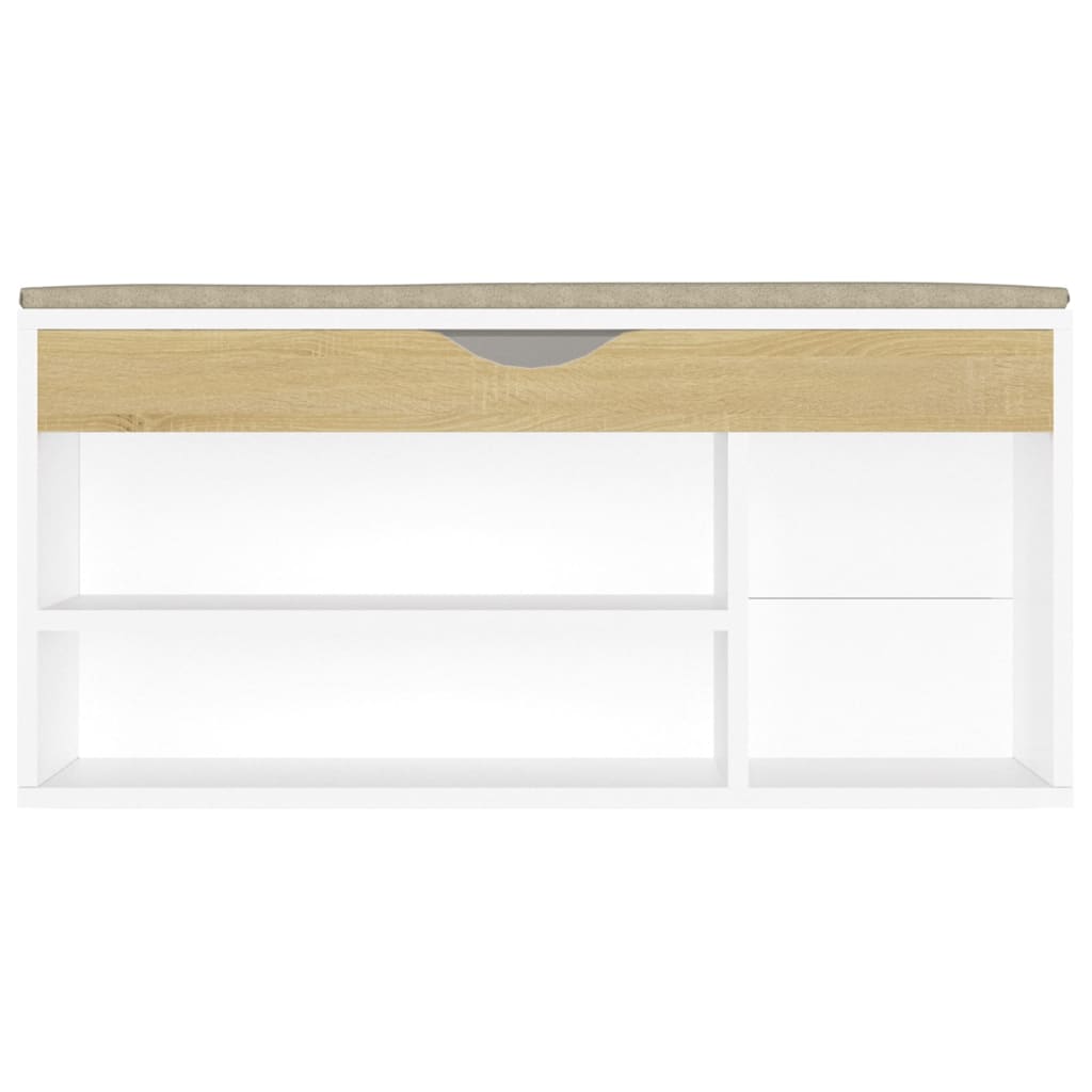 vidaXL Παπουτσοθήκη Λευκή/Sonoma Δρυς 104x30x49εκΕπεξ. Ξύλο & Μαξιλάρι