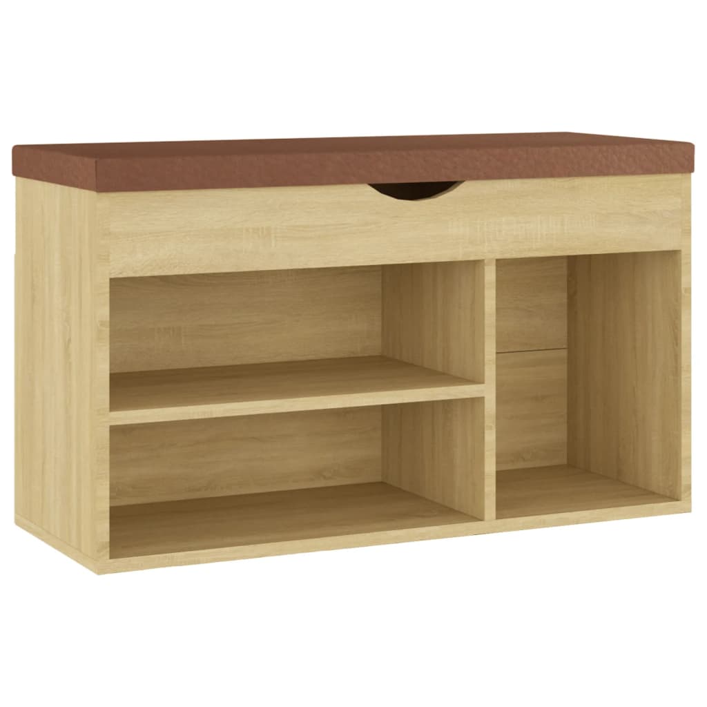 vidaXL Παπουτσοθήκη Sonoma Δρυς 80 x 30 x 47εκ Επεξ. Ξύλο με Μαξιλάρι