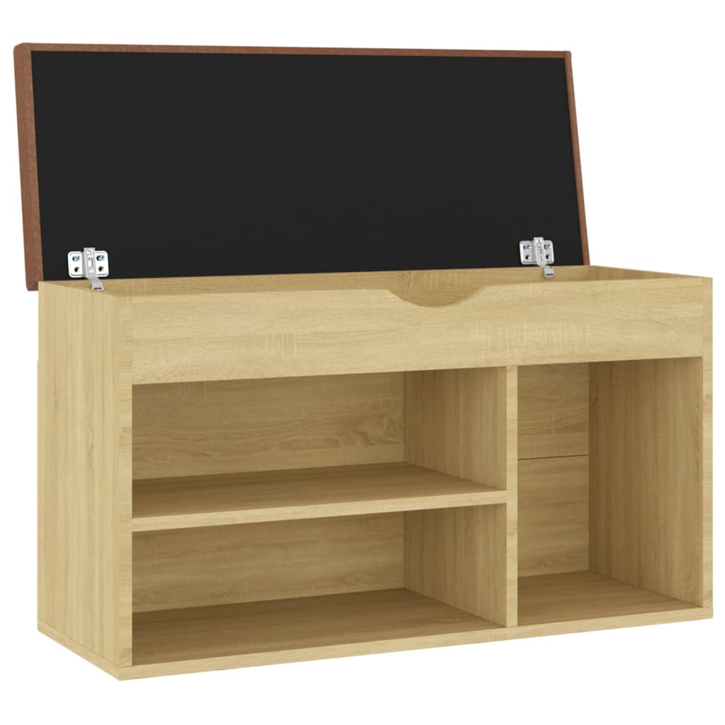 vidaXL Παπουτσοθήκη Sonoma Δρυς 80 x 30 x 47εκ Επεξ. Ξύλο με Μαξιλάρι