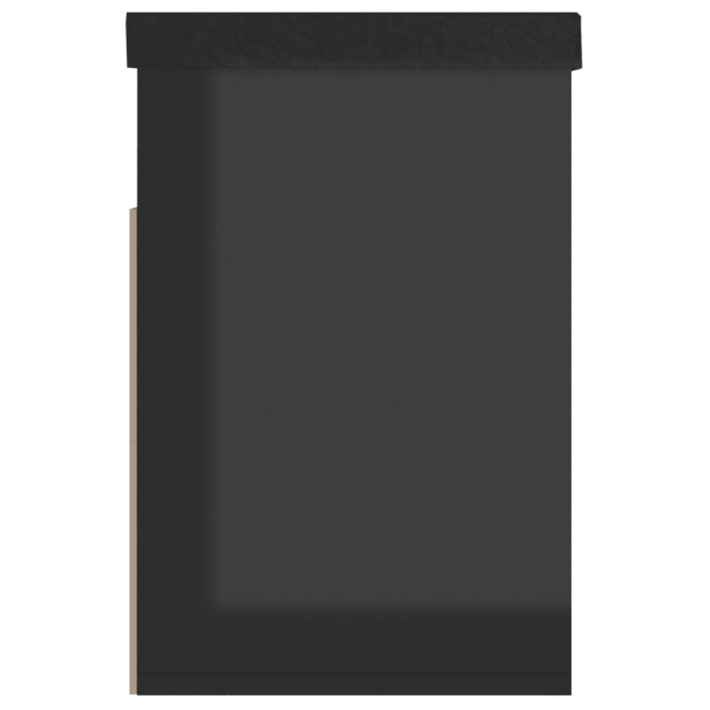 vidaXL Παπουτσοθήκη Γυαλ. Μαύρο 80x30x47 εκ. Επεξ. Ξύλο με Μαξιλάρι