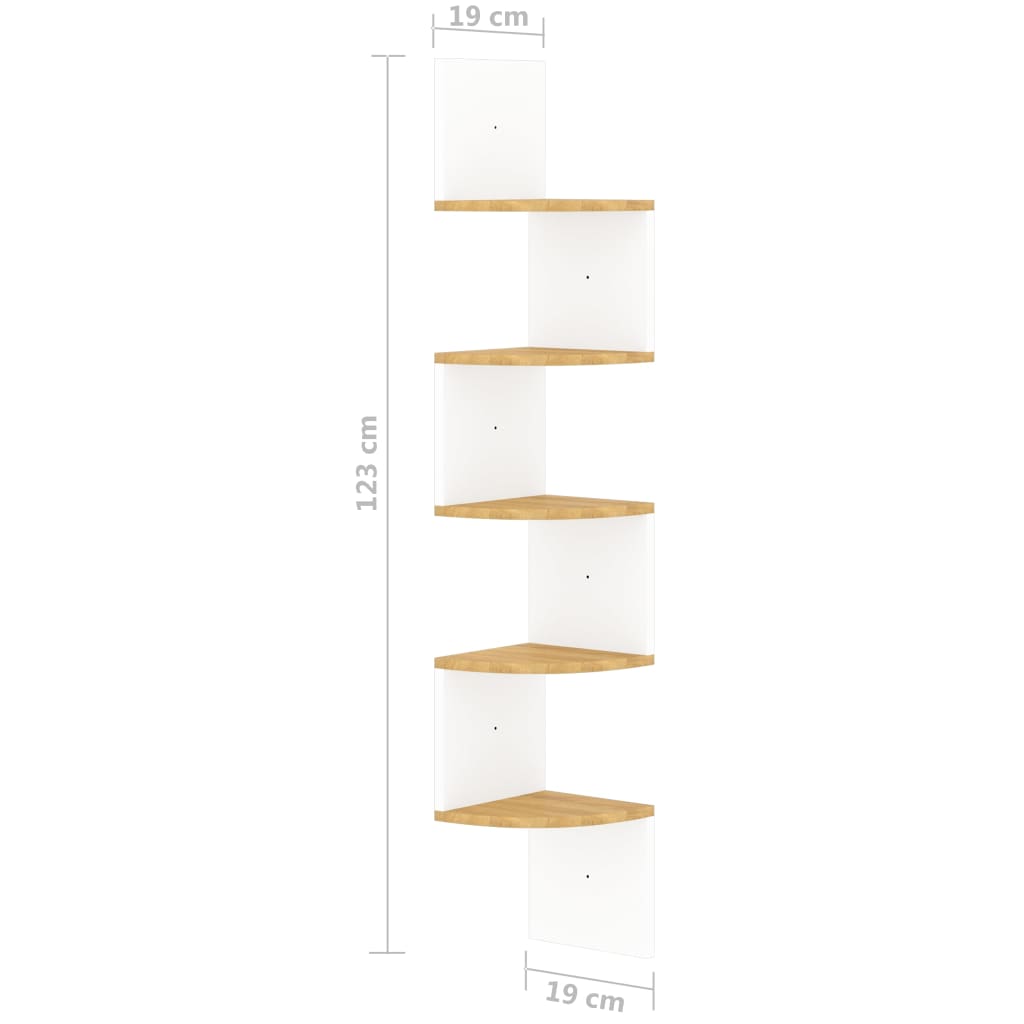 vidaXL Γωνιακή Ραφιέρα Τοίχου Λευκή/Sonoma Δρυς 19x19x123 εκ Επεξ.Ξύλο