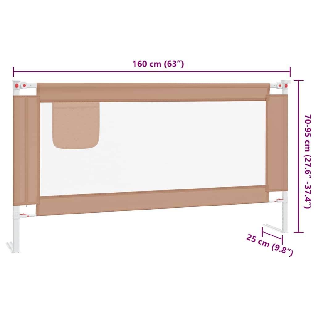 vidaXL Μπάρα Κρεβατιού Προστατευτική Taupe 180 x 25 εκ. Υφασμάτινη