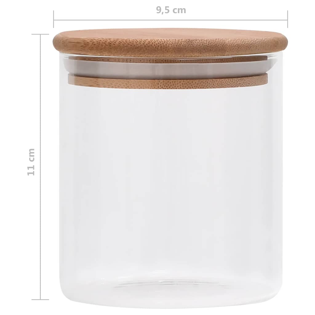 vidaXL Βάζα 10 τεμ. 600 ml Γυάλινα με Καπάκι από Μπαμπού