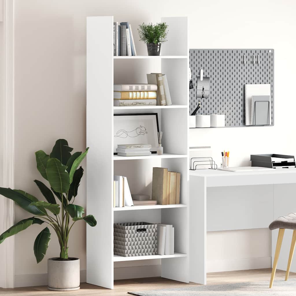 vidaXL Βιβλιοθήκη Λευκή 60 x 35 x 180 εκ. από Επεξ. Ξύλο