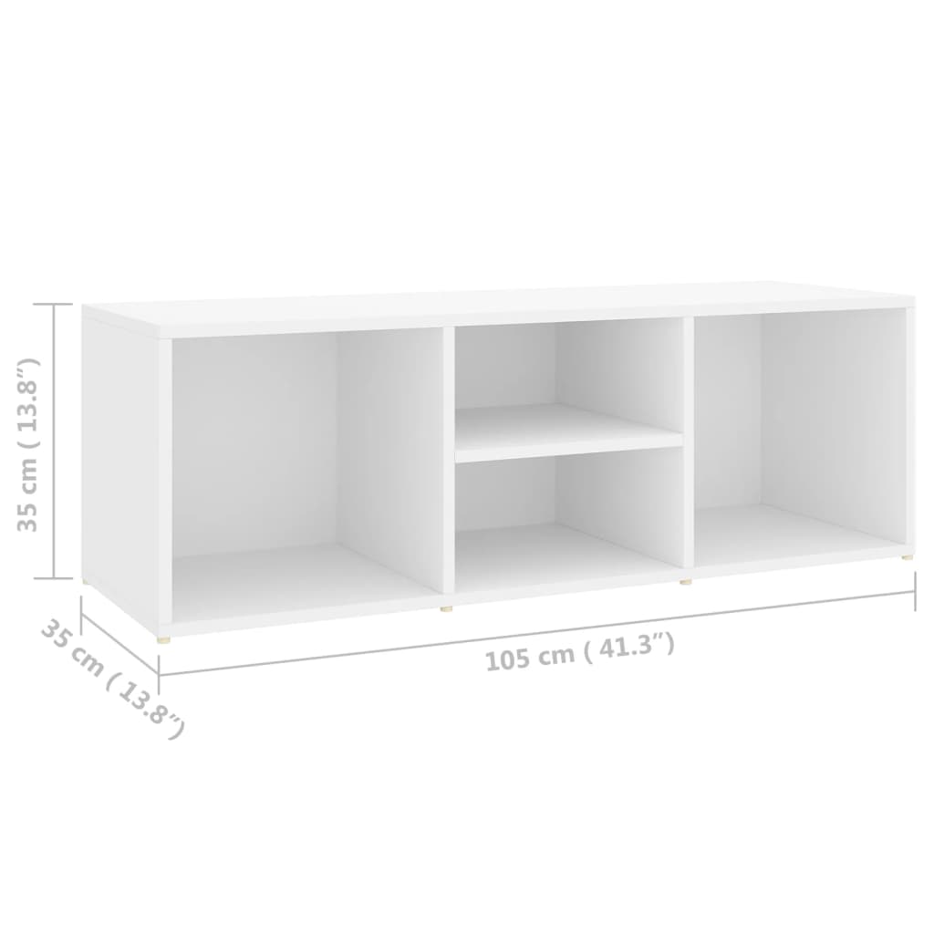 vidaXL Πάγκος Αποθήκευσης Παπουτσιών Λευκός 105x35x35 εκ. Επεξ. Ξύλο