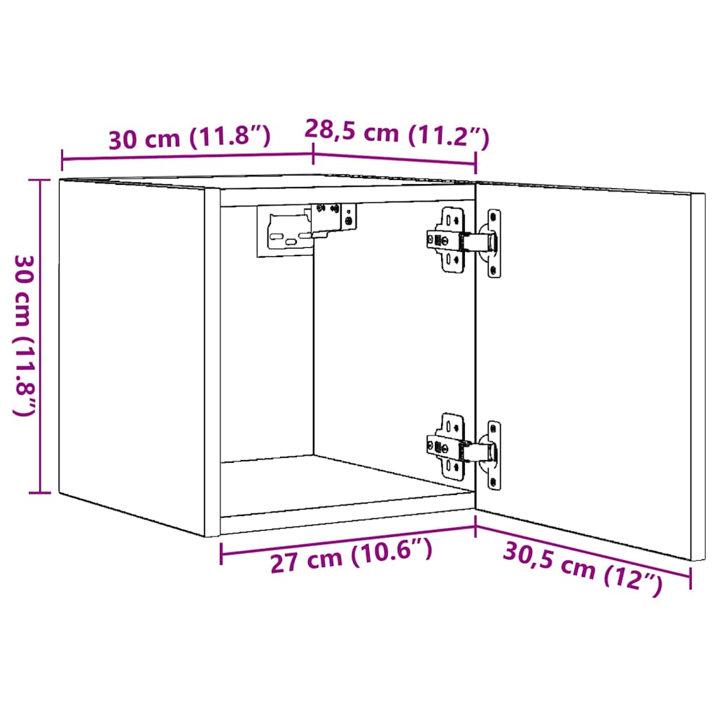vidaXL Έπιπλα Τηλεόρασης Κρεμαστά 4 τεμ. Sonoma Δρυς 30,5x30x30 εκ.
