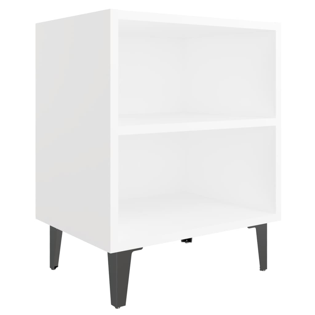 vidaXL Κομοδίνα 2 τεμ. Λευκά 40 x 30 x 50 εκ. με Μεταλλικά Πόδια