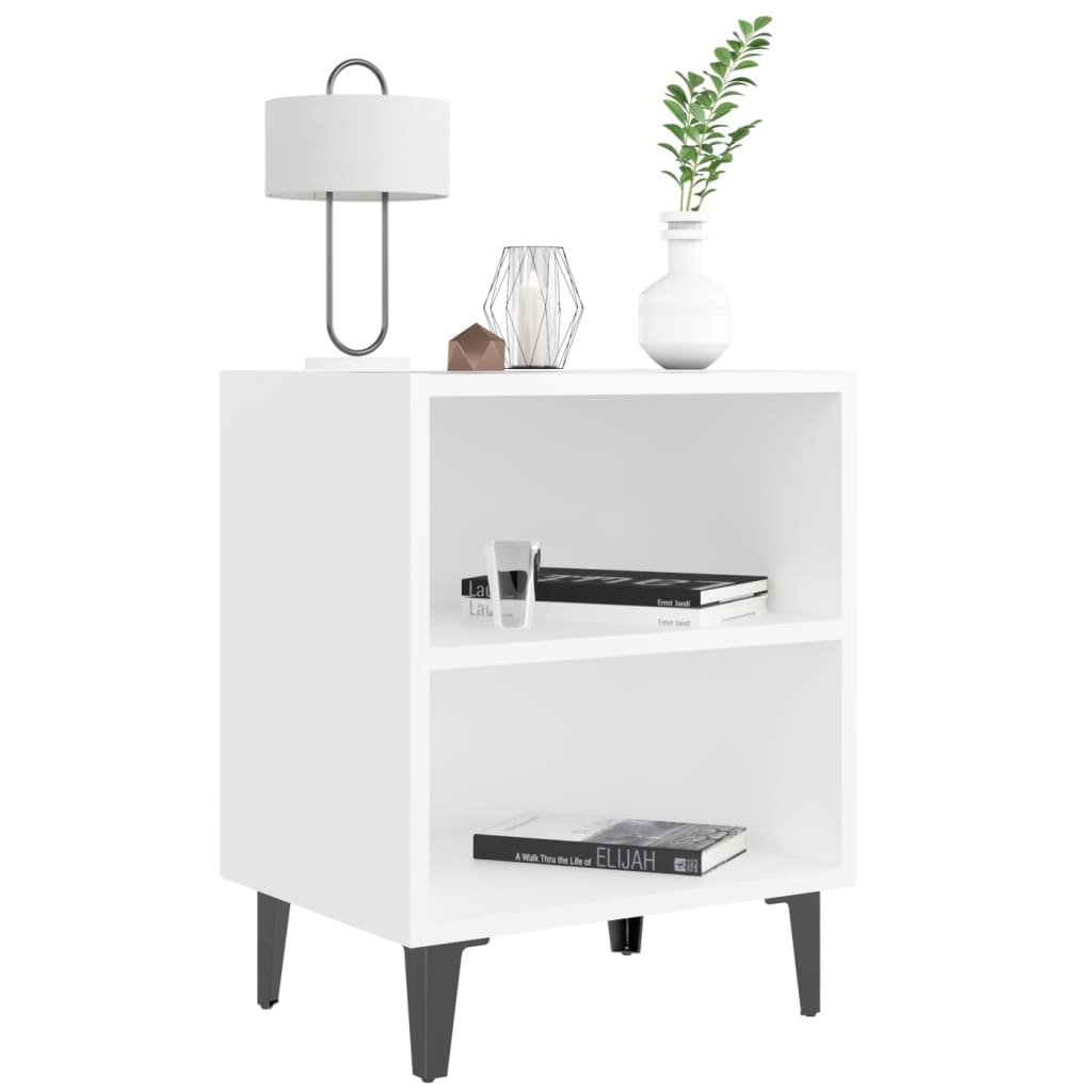 vidaXL Κομοδίνα 2 τεμ. Λευκά 40 x 30 x 50 εκ. με Μεταλλικά Πόδια