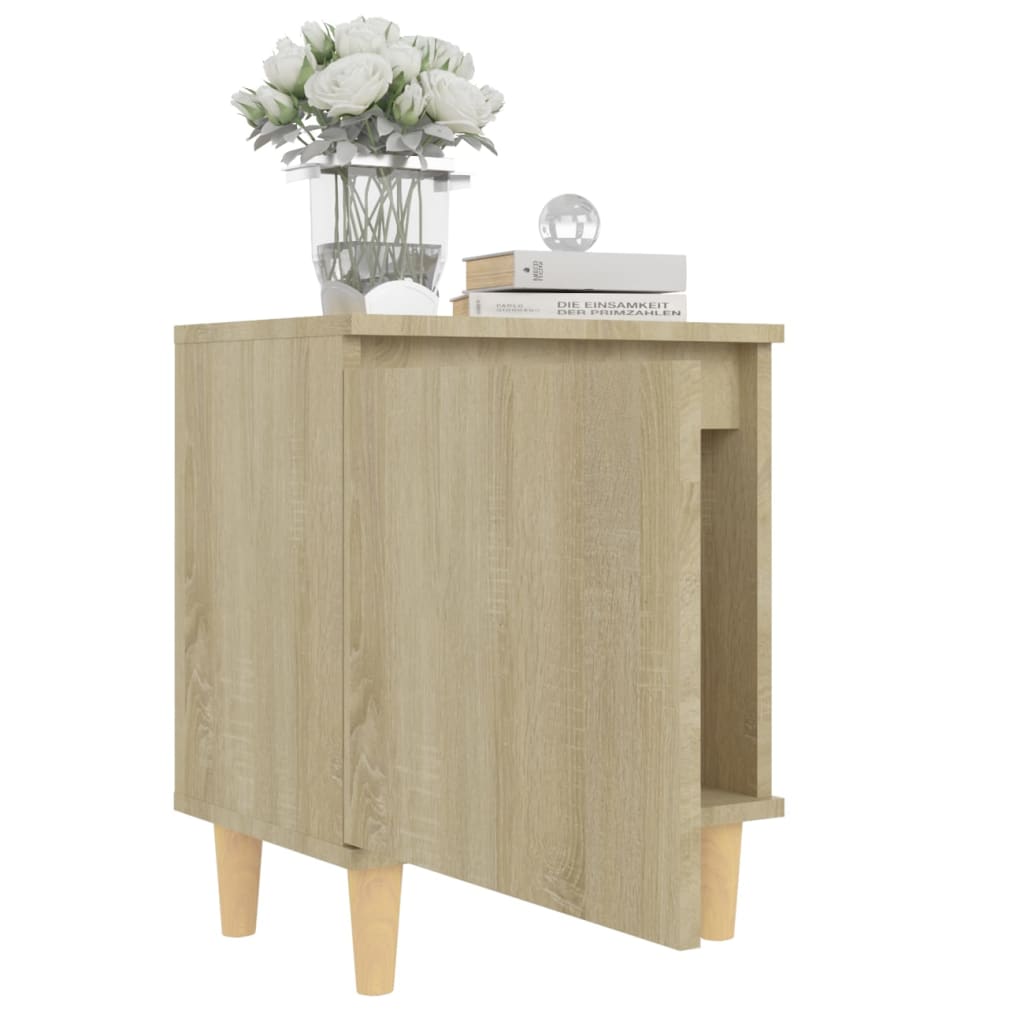 vidaXL Κομοδίνο Sonoma Δρυς 40 x 30 x 50 εκ. με Μασίφ Ξύλινα Πόδια