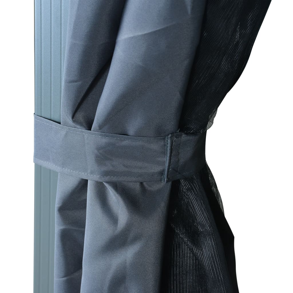 vidaXL Κιόσκι με Κουρτίνα και Φωτάκια LED Ανθρακί 4 x 3 μ. Αλουμινίου