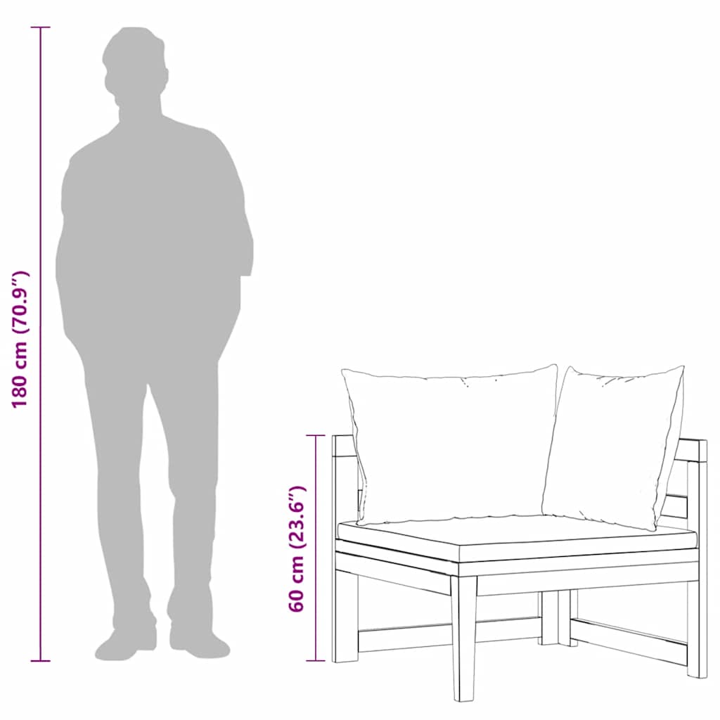 vidaXL Καναπές Γωνιακός από Μασίφ Ξύλο Ακακίας με Λευκά Κρεμ Μαξιλάρια