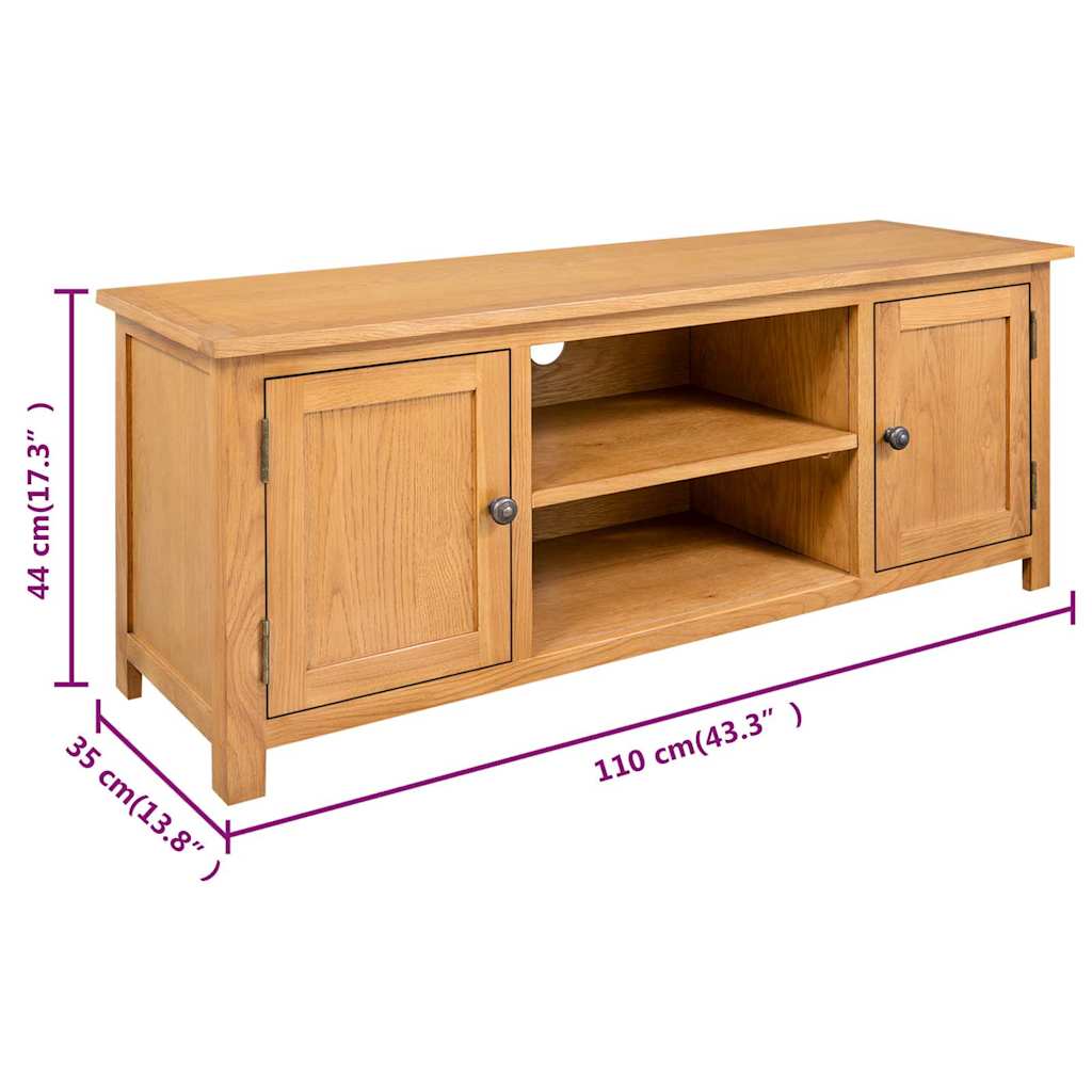 vidaXL Έπιπλο Τηλεόρασης 110 x 35 x 44 εκ. από Μασίφ Ξύλο Δρυός