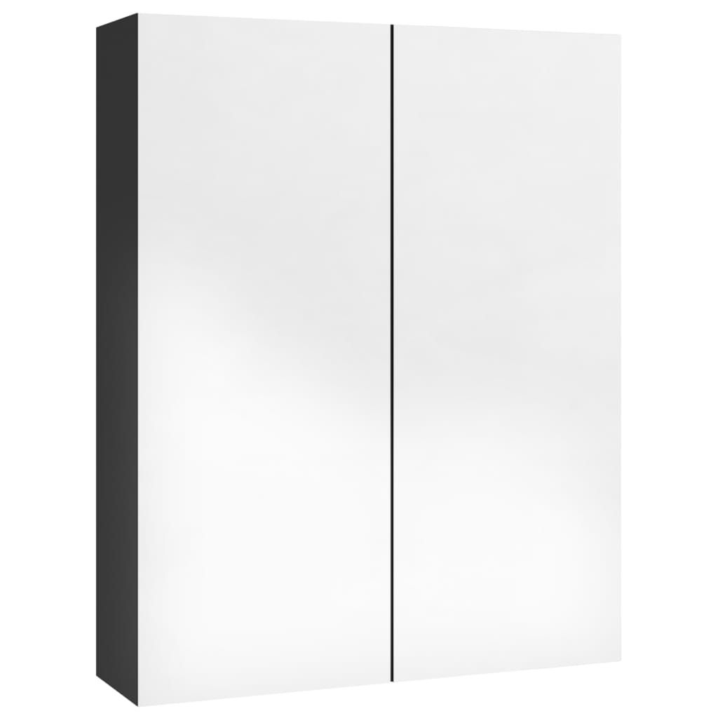 vidaXL Ντουλάπι Μπάνιου με Καθρέφτη 60x15x75 εκ. Λαμπερό Μαύρο από MDF