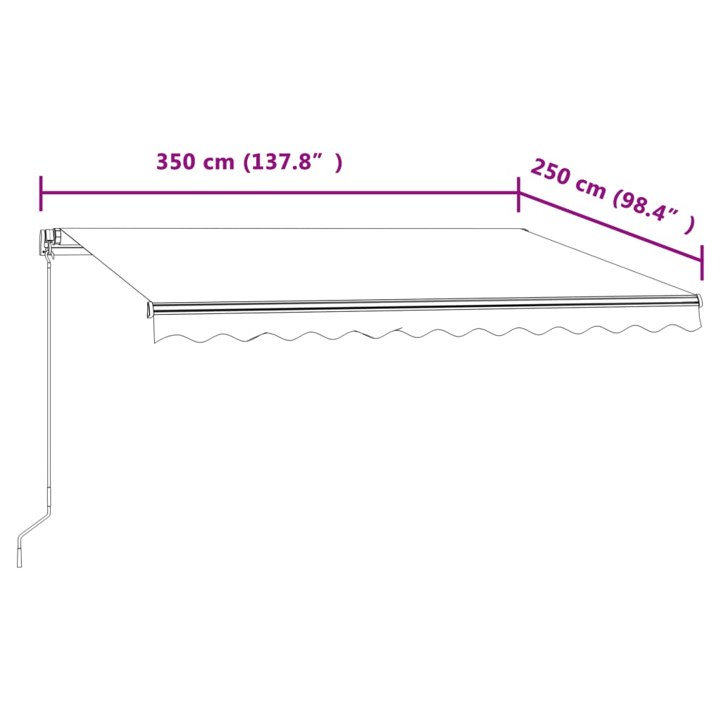 vidaXL Τέντα Συρόμενη Αυτόματη Κρεμ 350 x 250 εκ.
