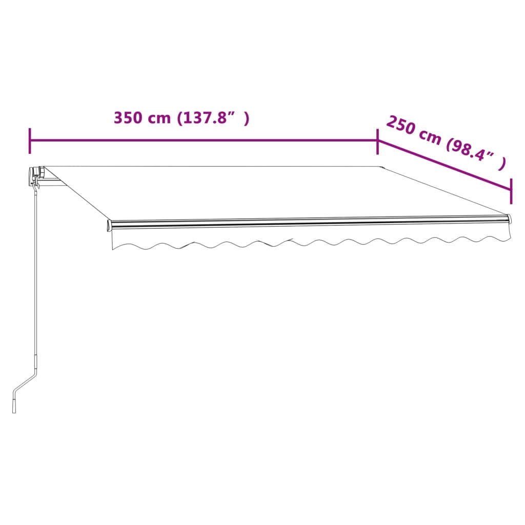 vidaXL Τέντα Συρόμενη Αυτόματη Κίτρινο / Λευκό 350 x 250 εκ.