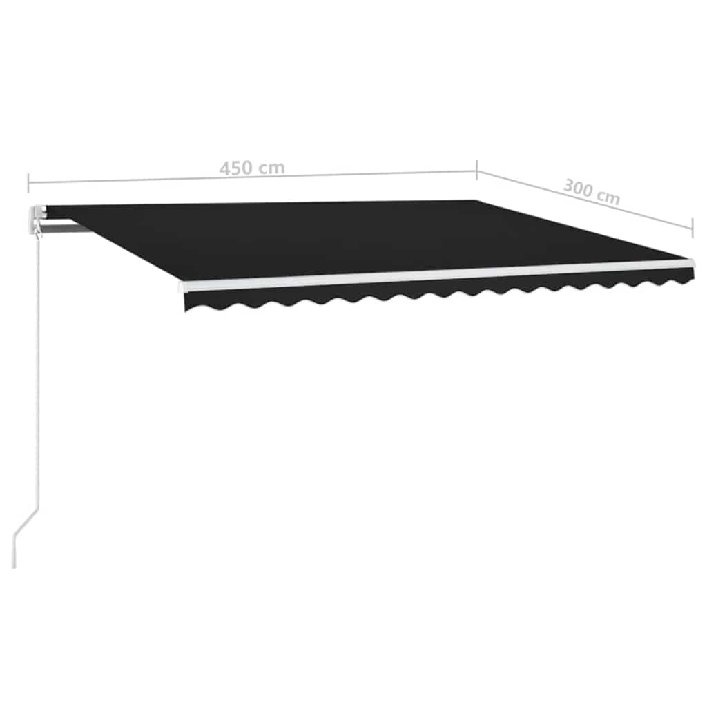 vidaXL Αναδιπλούμενη τέντα Ανθρακί 450 x 300 εκ Ύφασμα και αλουμίνιο