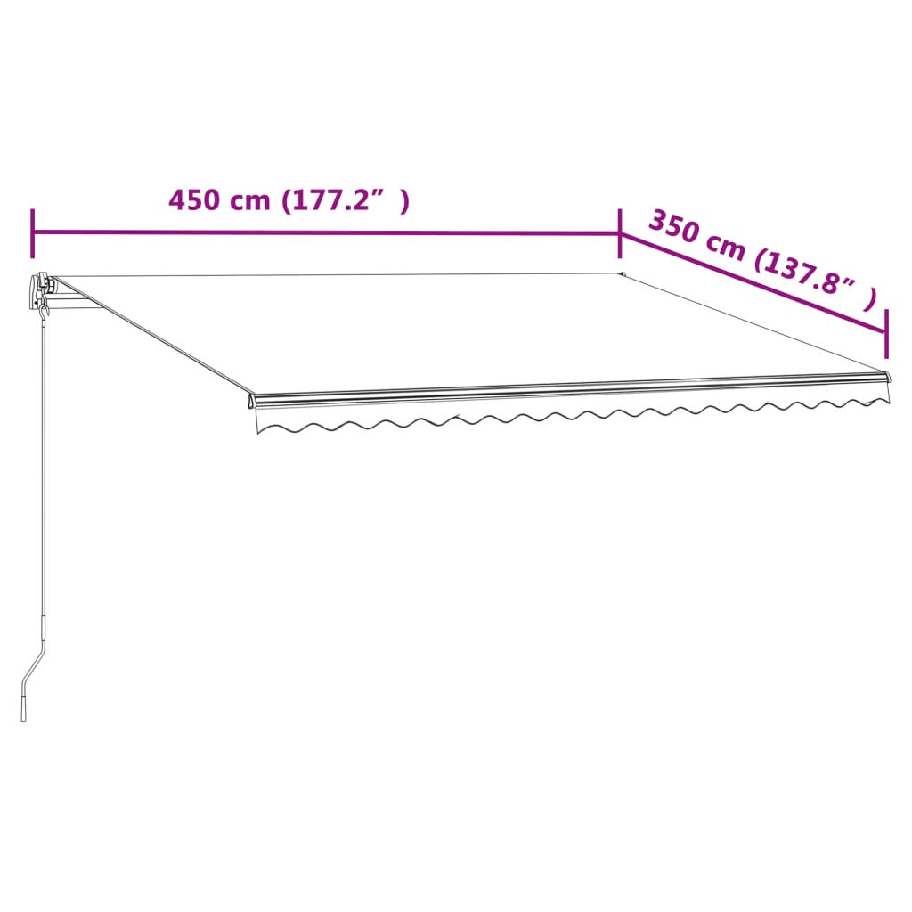 vidaXL Τέντα Συρόμενη Αυτόματη Κίτρινο / Λευκό 450 x 350 εκ.