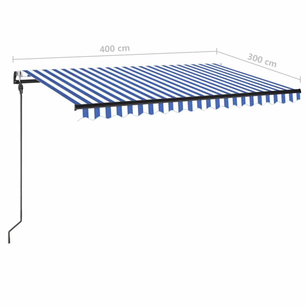 vidaXL Αναδιπλούμενη τέντα Μπλε και άσπρο 400 x 300 εκ Πολυεστέρας