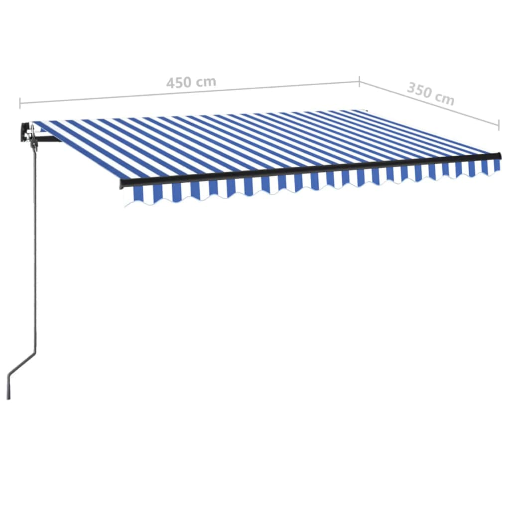 vidaXL Τέντα Συρόμενη Χειροκίνητη με LED Μπλε / Λευκό 450 x 350 εκ.