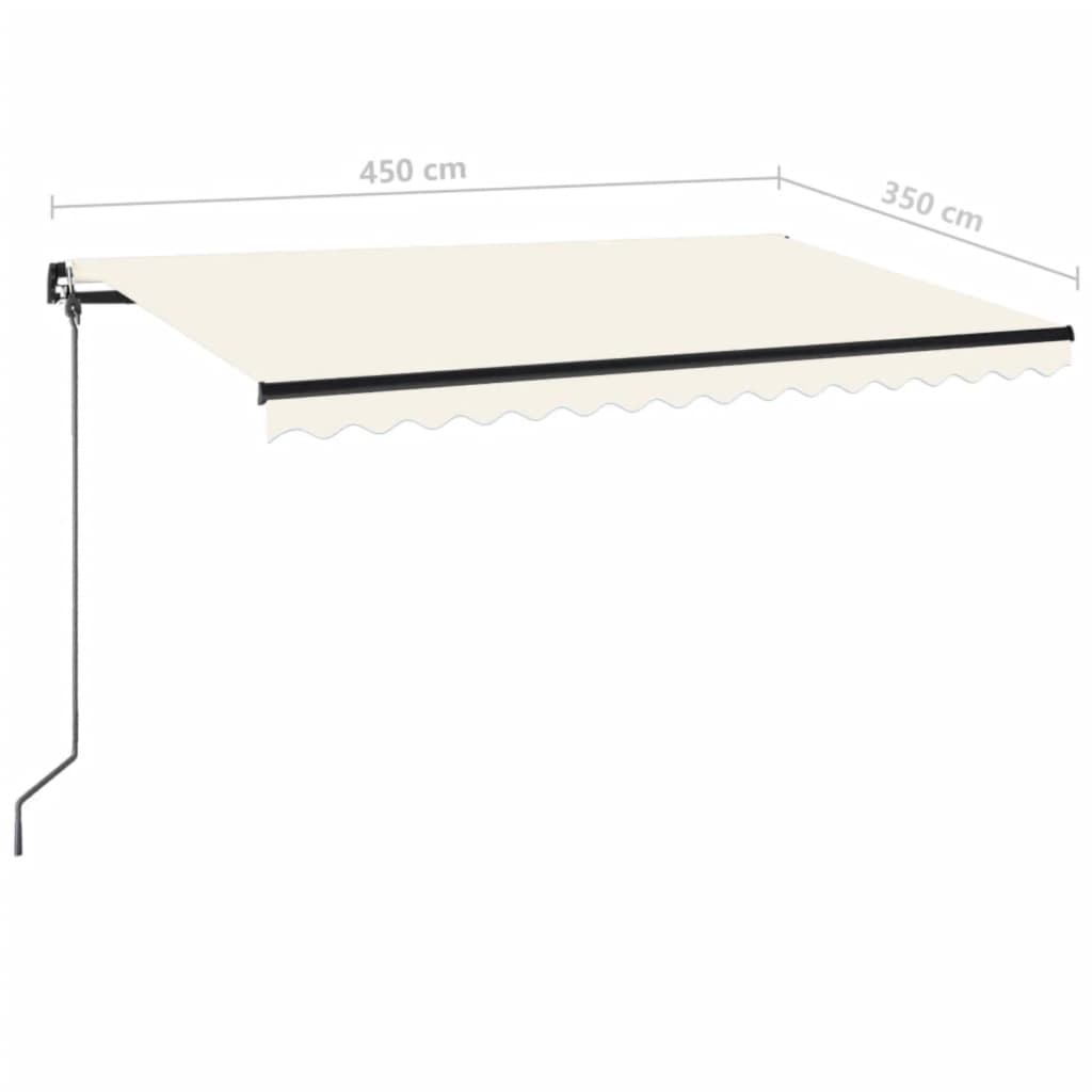 vidaXL Τέντα Συρόμενη Χειροκίνητη με LED Κρεμ 450 x 350 εκ.
