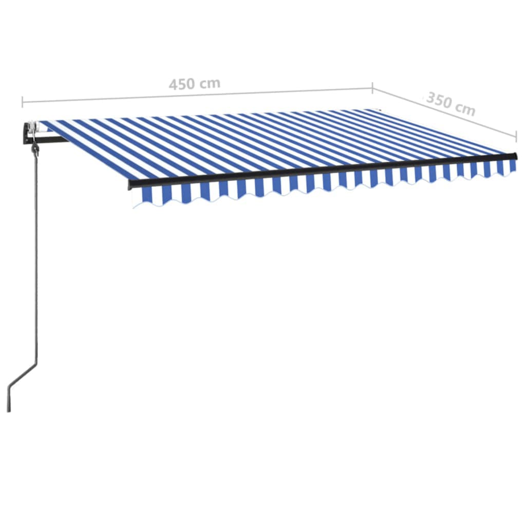 vidaXL Τέντα Αυτόματη με LED & Αισθ. Ανέμου Μπλε/Λευκό 450 x 350 εκ.