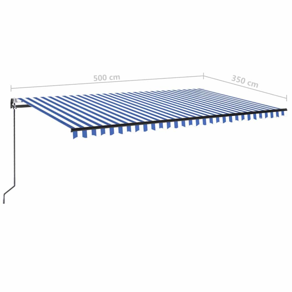 vidaXL Τέντα Αυτόματη με LED & Αισθ. Ανέμου Μπλε / Λευκό 500x350 εκ.