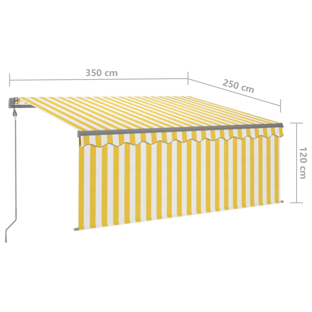 vidaXL Τέντα Αυτ. με Σκίαστρο/LED/Αισθ. Ανέμου Κίτρινο/Λευκό 3,5x2,5 μ