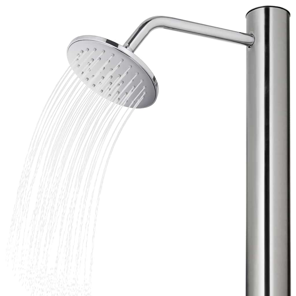 vidaXL Ντουζιέρα Κήπου με Καφέ Βάση 220 εκ. από Ανοξείδωτο Ατσάλι