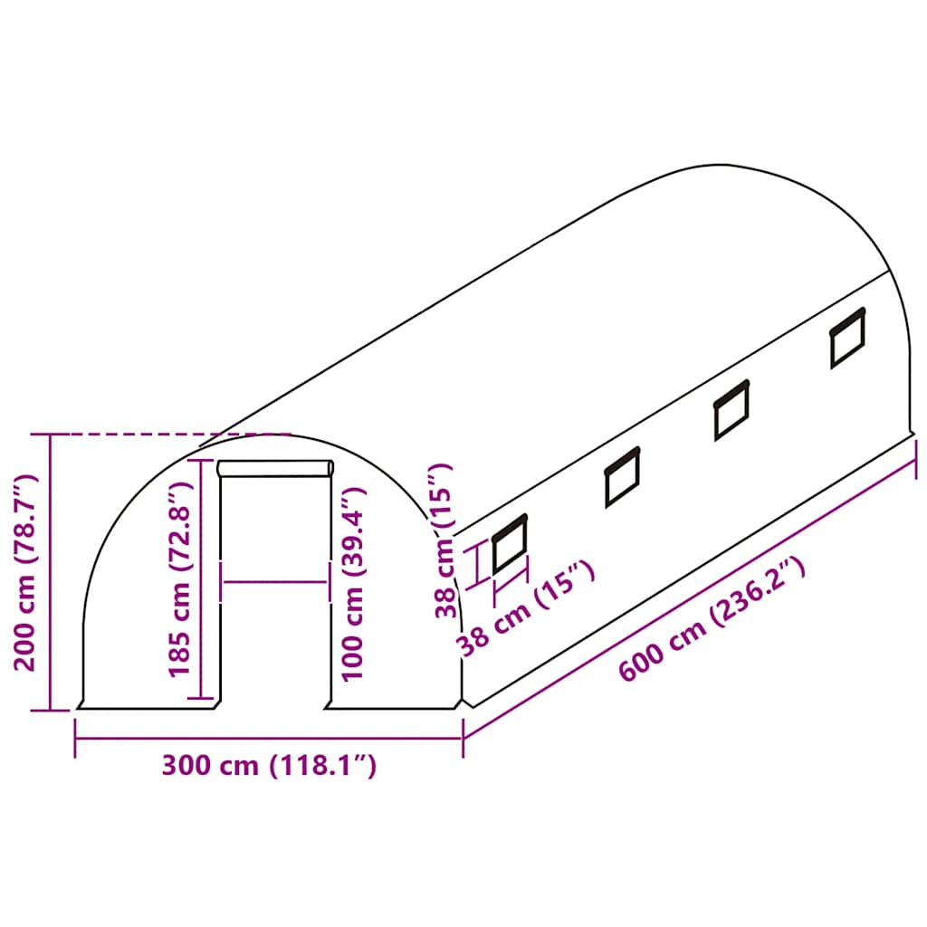 vidaXL Κάλυμμα Θερμοκηπίου Ανταλλακτικό Πράσινο (9 μ²) 300x300x200εκ