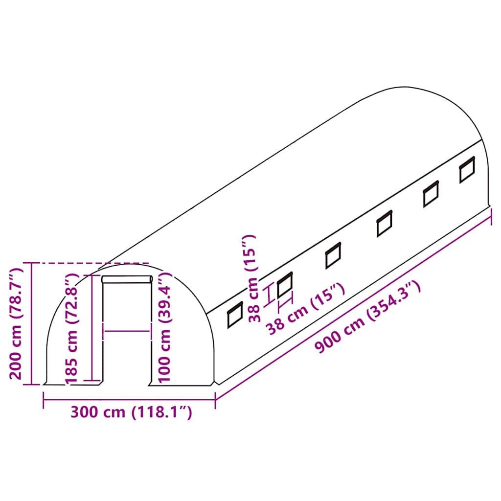 vidaXL Κάλυμμα Θερμοκηπίου Ανταλλακτικό Πράσινο (9 μ²) 300x300x200εκ