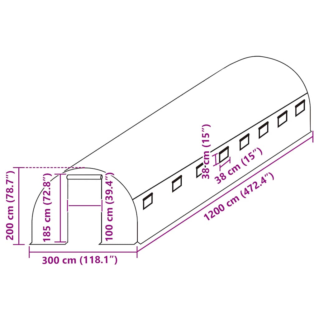 vidaXL Κάλυμμα Θερμοκηπίου Ανταλλακτικό Διάφανο (36 μ²) 3x12x2 μ.