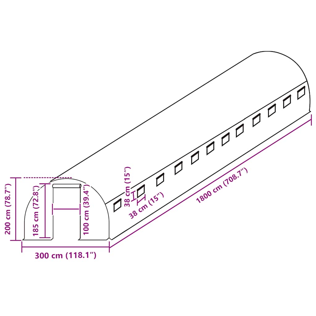 vidaXL Κάλυμμα Θερμοκηπίου Ανταλλακτικό Πράσινο (54 μ²) 300x1800x200εκ