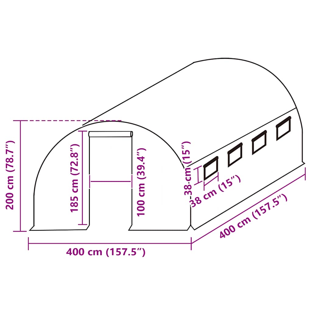 vidaXL Κάλυμμα Θερμοκηπίου Ανταλλακτικό Πράσινο (16 μ²) 400x400x200εκ