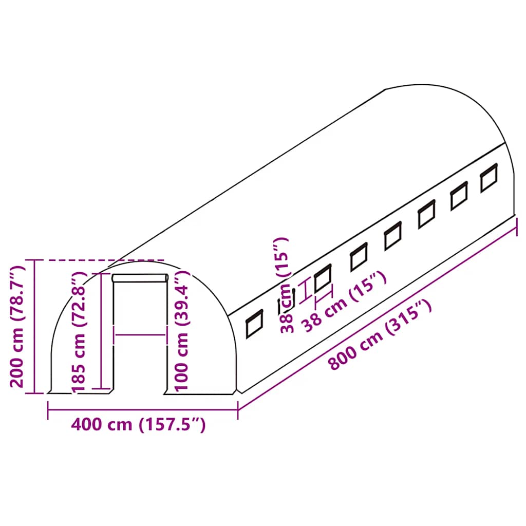 vidaXL Κάλυμμα Θερμοκηπίου Ανταλλακτικό Πράσινο (32 μ²) 400x800x200εκ