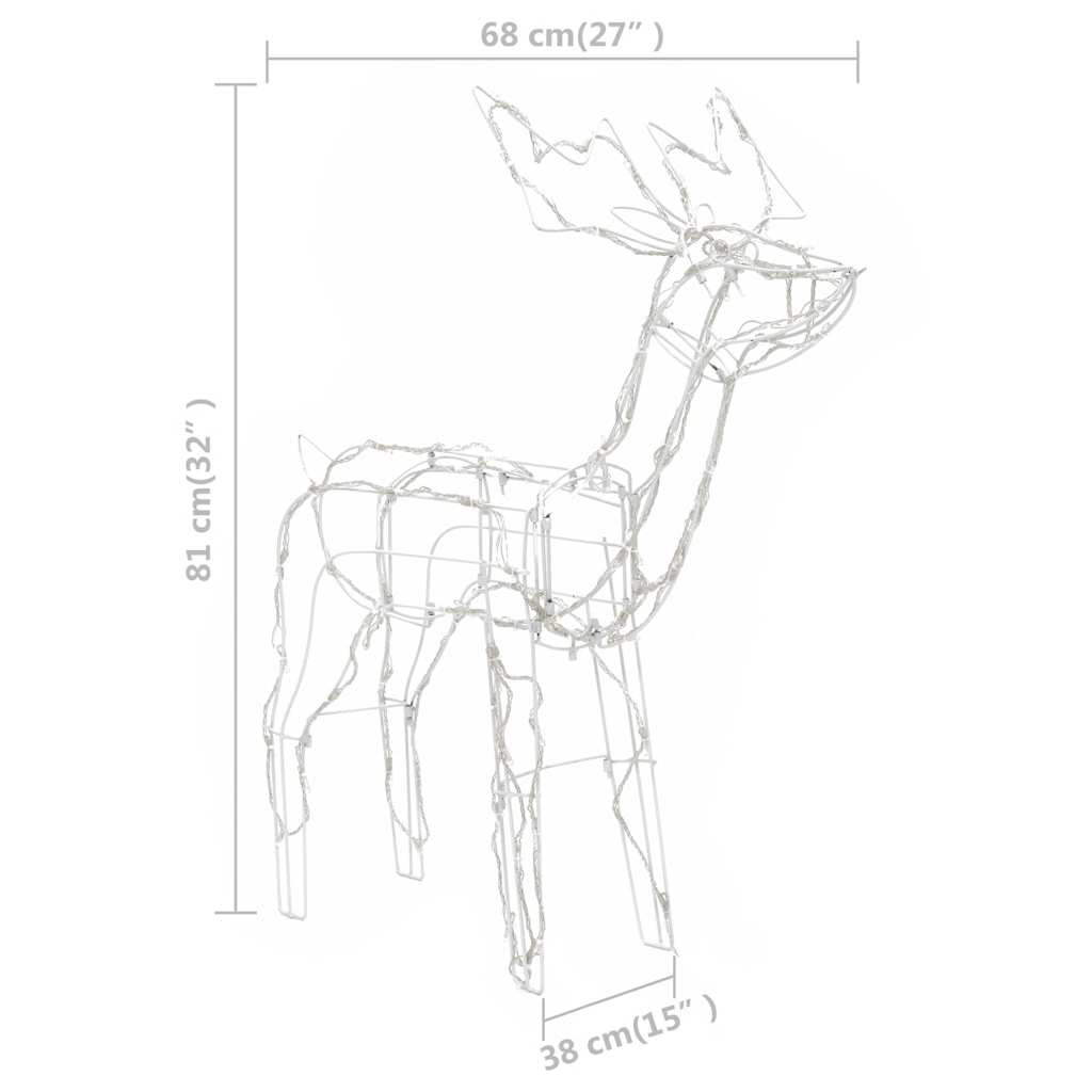 vidaXL Τάρανδοι Χριστουγεννιάτικοι Φωτιζόμενοι 3 τεμ. με 229 LED