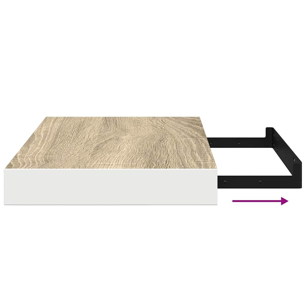 vidaXL Ράφια Τοίχου 2 τεμ. Δρυς/Άσπρο 40x23,5x3,8 εκ. MDF