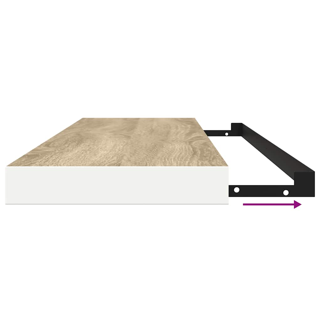 vidaXL Ράφια Τοίχου 2 τεμ. Δρυς/Λευκό 120x23,5x3,8 εκ. MDF