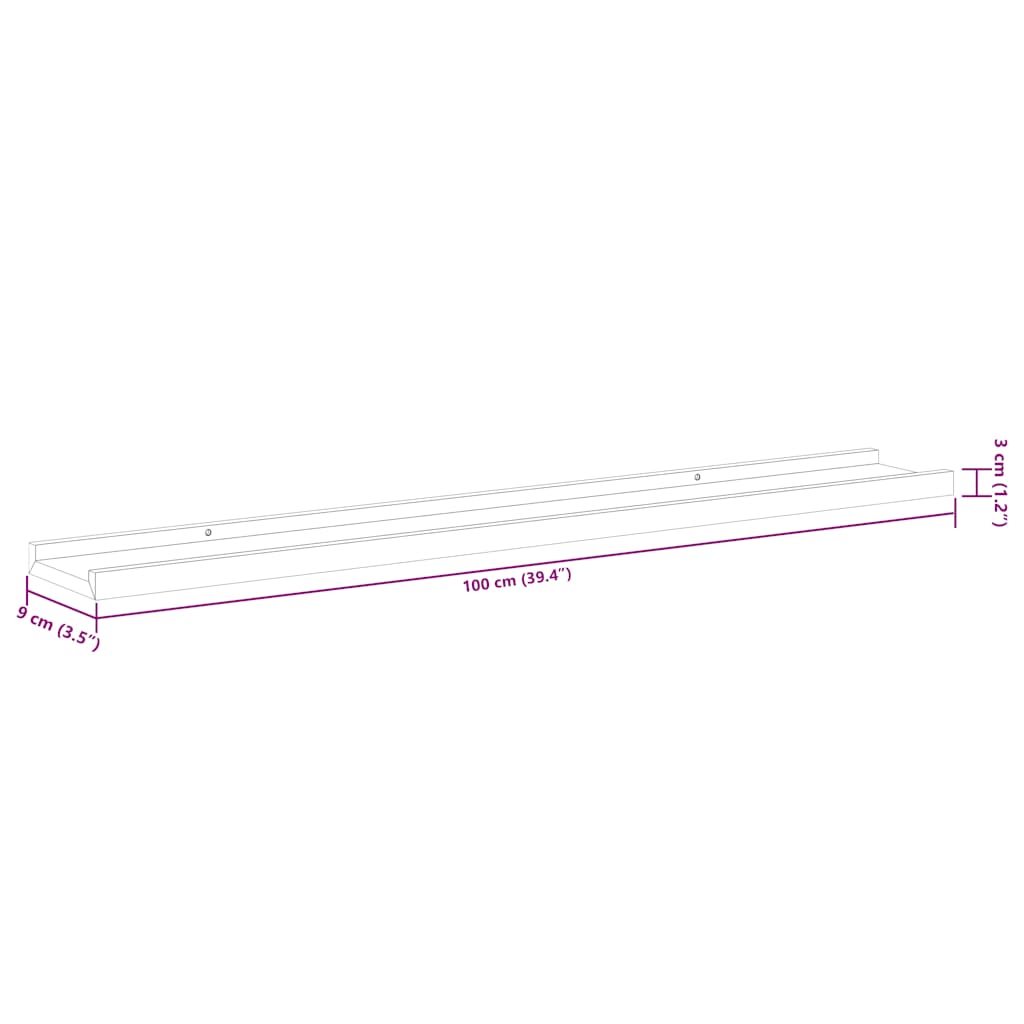 vidaXL Ράφια Τοίχου 4 τεμ. Γυαλιστερό Λευκό 100 x 9 x 3 εκ.