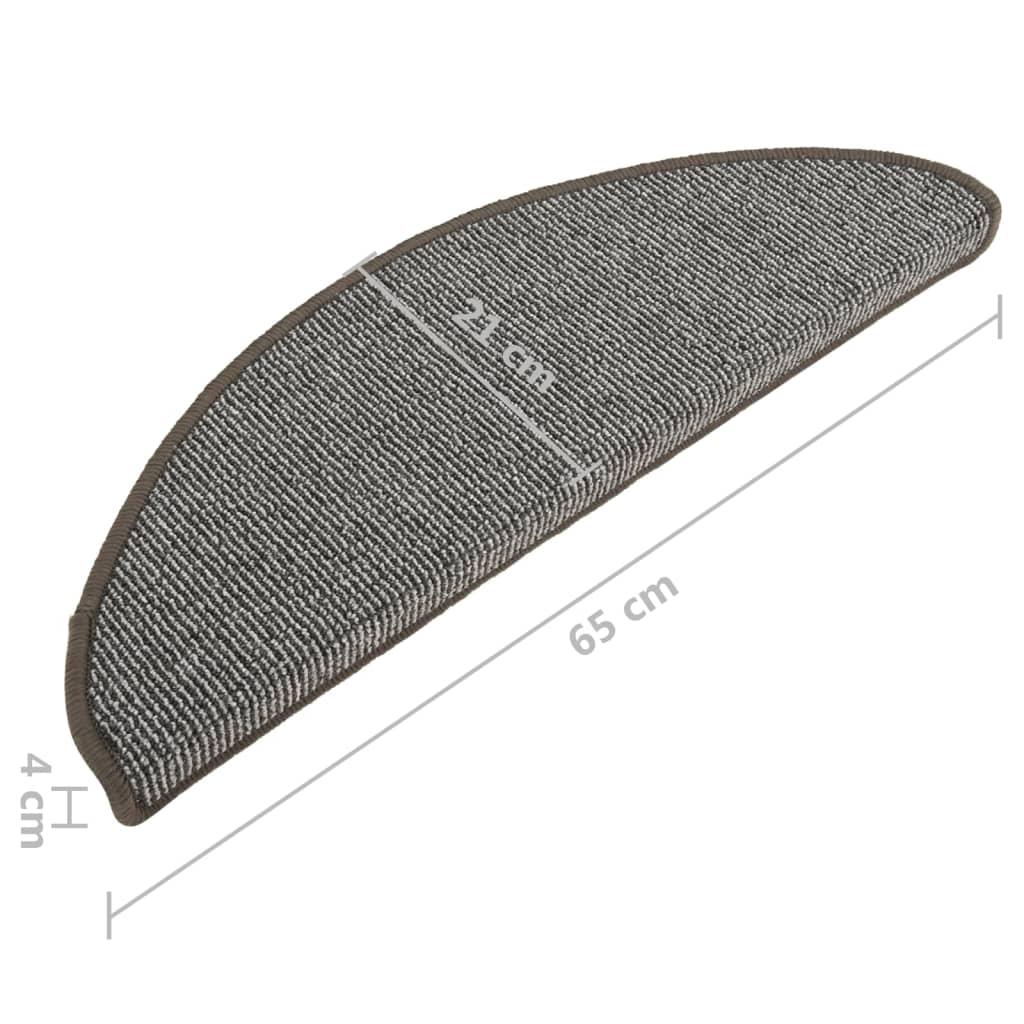 vidaXL Πατάκια Σκάλας Μοκέτα 15 τεμ. Γκρι 65 x 21 x 4 εκ.