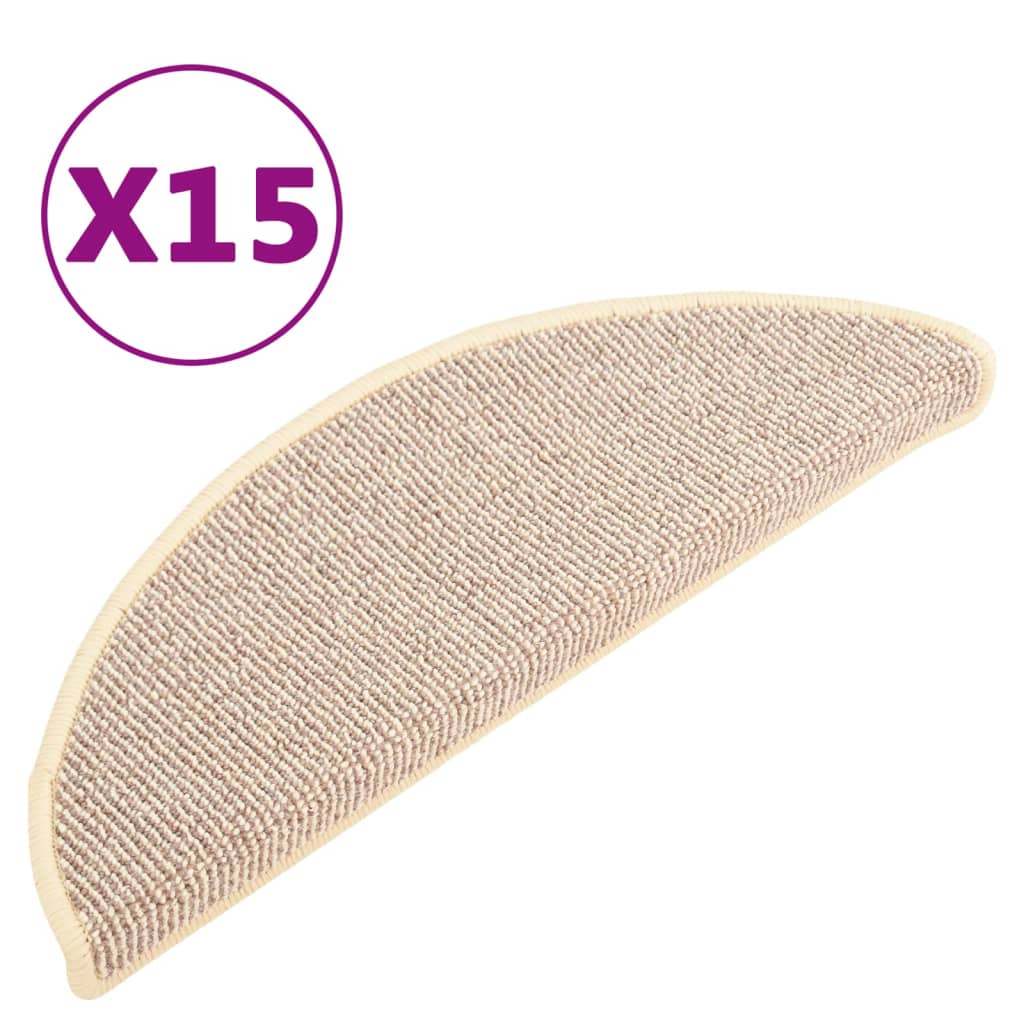 vidaXL Πατάκια Σκάλας Μοκέτα 15 τεμ. Λευκά / Καφέ 65 x 21 x 4 εκ.