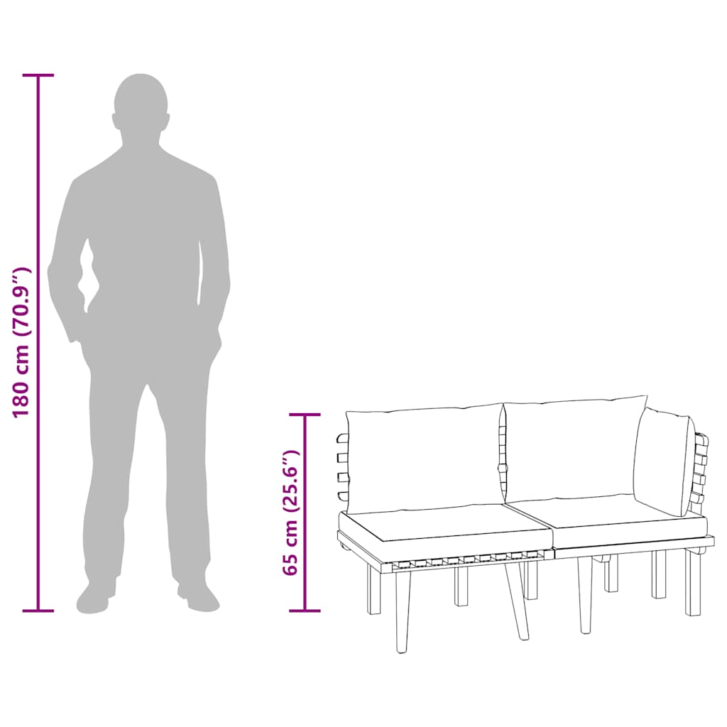 vidaXL Σαλόνι Κήπου Σετ 2 Τεμαχίων από Μασίφ Ξύλο Ακακίας με Μαξιλάρια