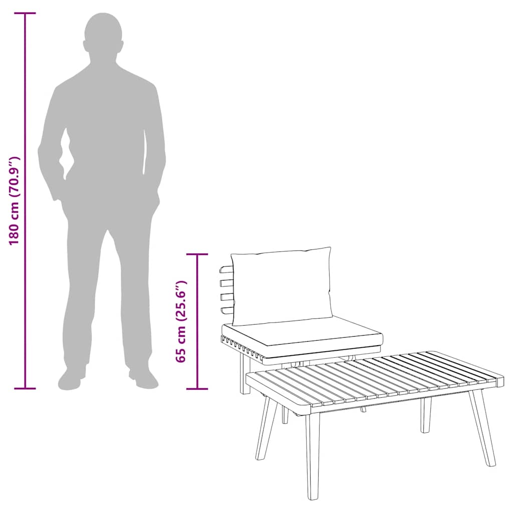 vidaXL Σαλόνι Κήπου Σετ 2 Τεμαχίων από Μασίφ Ξύλο Ακακίας με Μαξιλάρια